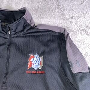 Under Armour Pullover Mens XL Black Gray Quarter Zip Stay Devil Brigade Military